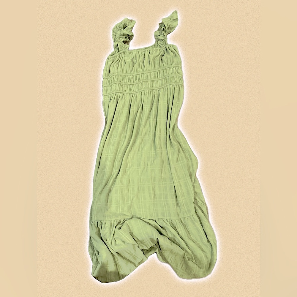 Smocked Bodice Frilled Maxi Dress Kingston Grey light green
